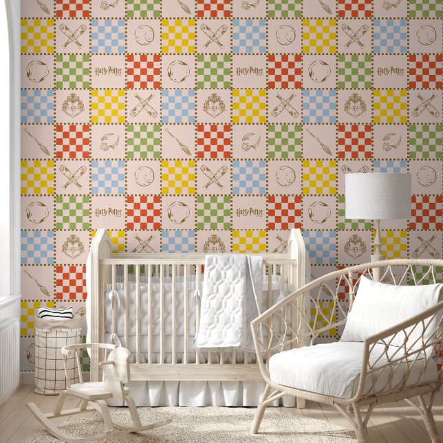 HOGWARTS™ QUIDDITCH™ Team Chequered Pattern Wallpaper (Kids)