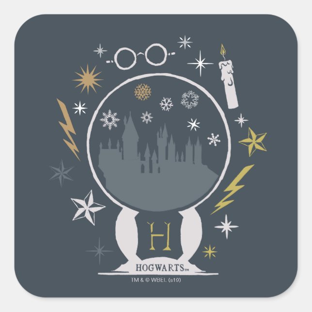 HOGWARTS™ Snow Globe Graphic Square Sticker (Front)