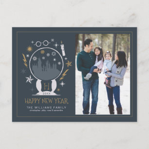 HOGWARTS™ Snow Globe - Happy New Year - Photo Holiday Postcard