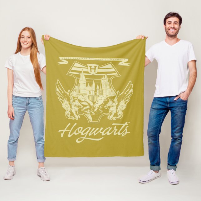 HOGWARTS™ Winged Shield Graphic Fleece Blanket (In Situ)