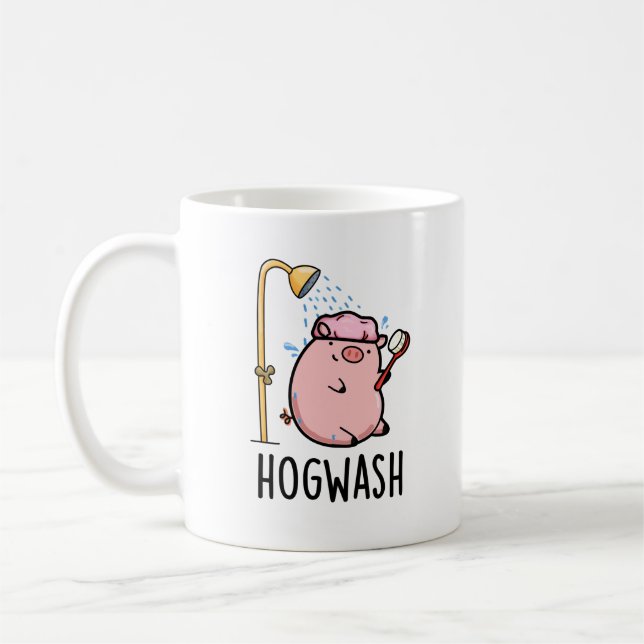 Hogwash Funny Pig Pun  Coffee Mug (Left)