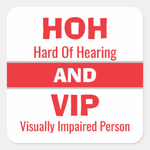 HOH And VIP Red and White Square Sticker