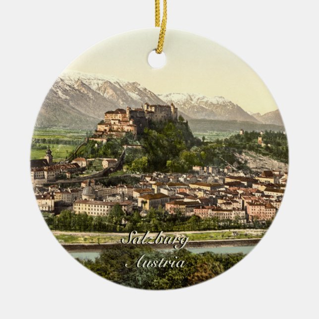 Hohensalzburg Castle, Salzburg, Austria Ceramic Tree Decoration (Front)