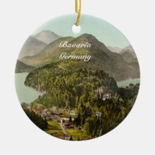 Hohenschwangau Castle and Alps, Bavaria, Germany Ceramic Ornament