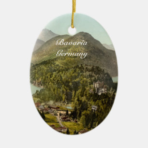 Hohenschwangau Castle and Alps, Bavaria, Germany Ceramic Tree Decoration