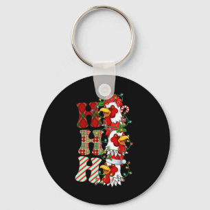 Hohoho Chickens Santa Hat Reindeer Merry Christmas Key Ring