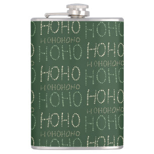 Hohoho Christmas sage green  Wrapping Paper Hip Flask