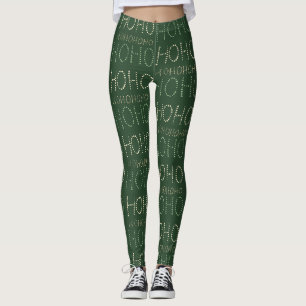 Hohoho Christmas sage green Wrapping Paper Leggings