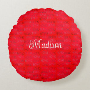 Hohoho Christmas sage green Wrapping Paper Round Cushion