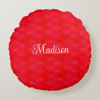 Hohoho Christmas sage green Wrapping Paper Round Cushion
