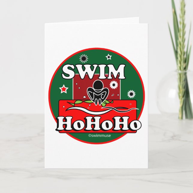 HoHoHo Christmas Swim Holiday Card (Front)