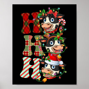 Hohoho Cows Santa Claus Hat Reindeer Merry Christm Poster