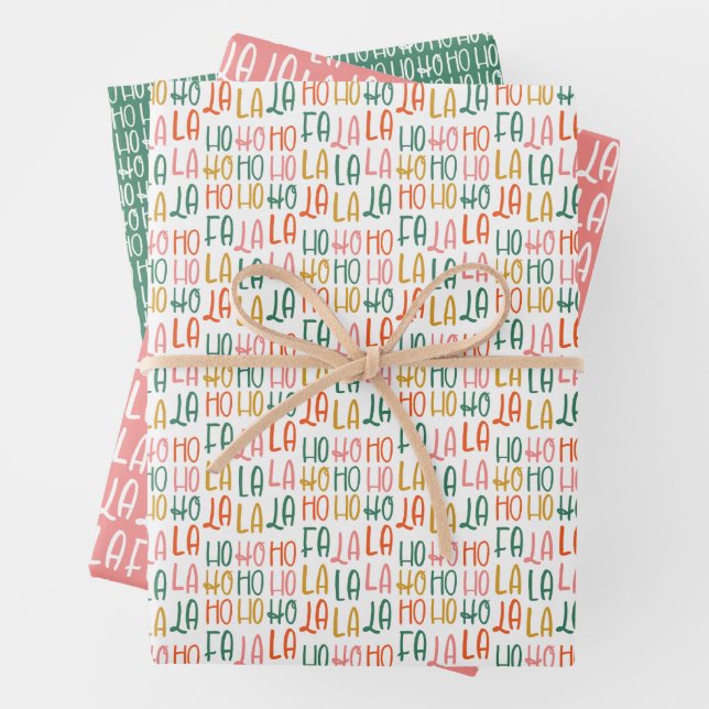 Hohoho cute fun colourful Christmas Wrapping Paper Sheet (In situ)