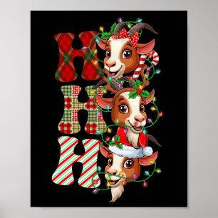 Hohoho Goats Santa Claus Hat Reindeer Merry Christ Poster