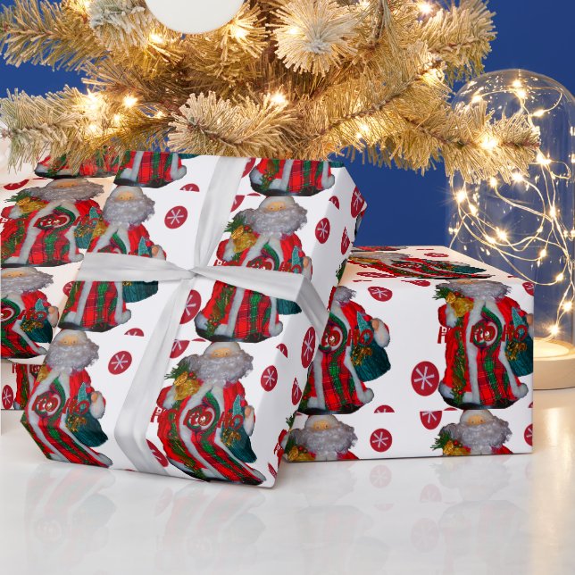 Hohoho Happy Santa Merry Christmas Happy Holidays Wrapping Paper (Holidays)