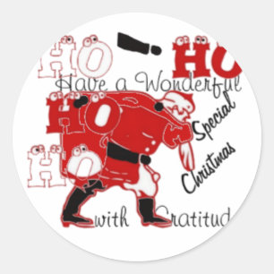 HOHOHO Have a Wonderful Christmas With Gratitude Classic Round Sticker