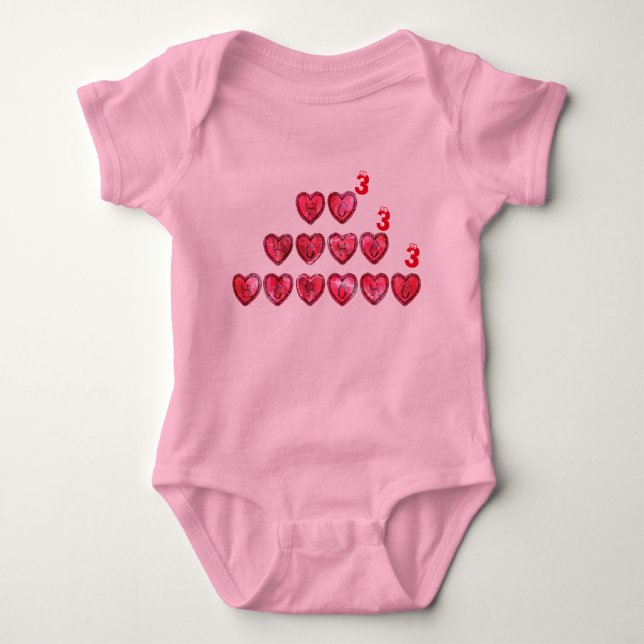 Hohoho Hearts Santa Cool  Baby Bodysuit (Front)
