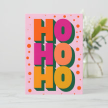 HOHOHO Pink Christmas Card