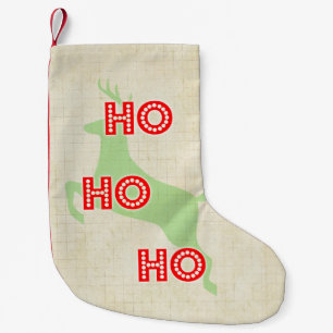 hohoho reindeer vintage red green christmas small christmas stocking