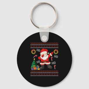 Hohoho Santa Claus Dabbing Ugly Christmas Sweater  Key Ring