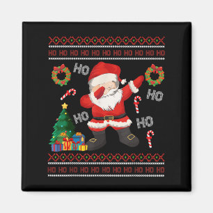 Hohoho Santa Claus Dabbing Ugly Christmas Sweater  Magnet