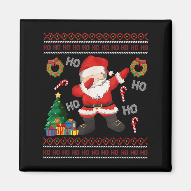 Hohoho Santa Claus Dabbing Ugly Christmas Sweater  Magnet (Front)