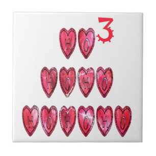 Hohoho! Santa cool hearts text Christmas love desi Ceramic Tile