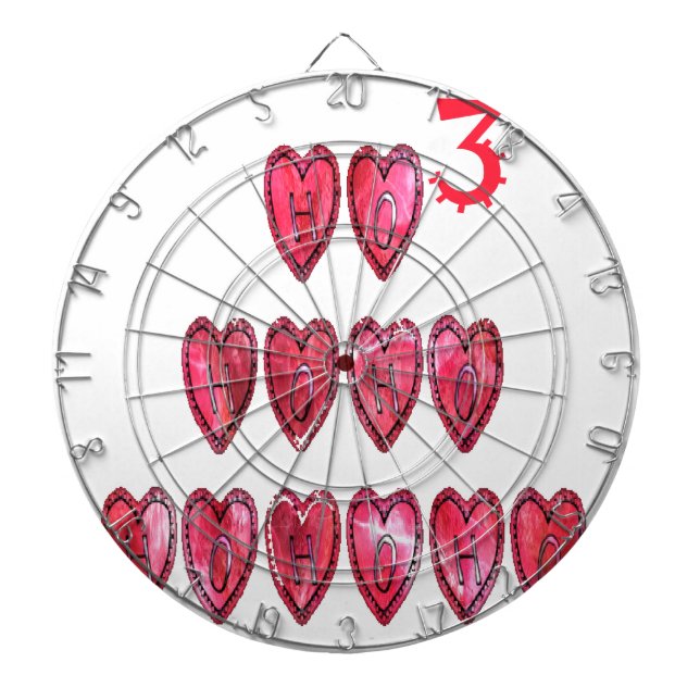 Hohoho! Santa cool hearts text Christmas love desi Dartboard (Front)
