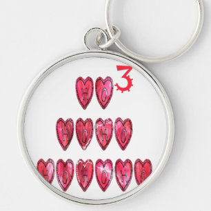Hohoho! Santa cool hearts text Christmas love desi Key Ring
