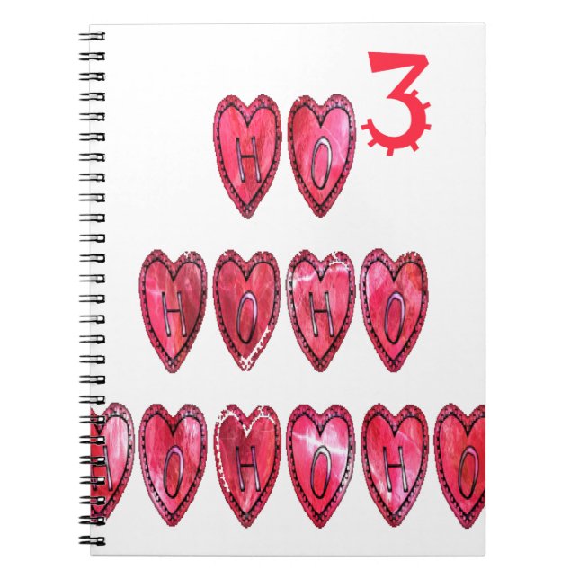 Hohoho! Santa cool hearts text Christmas love desi Notebook (Front)
