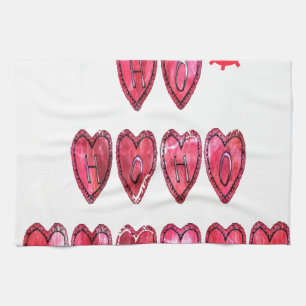 Hohoho! Santa cool hearts text Christmas love desi Tea Towel