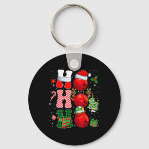 Hohoho Santa Elf Reindeer Bowling Bylls And Christ Key Ring