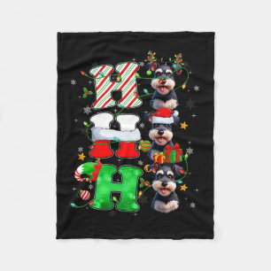 Hohoho Schnauzer Dog Santa Elf Hat Reindeer Christ Fleece Blanket