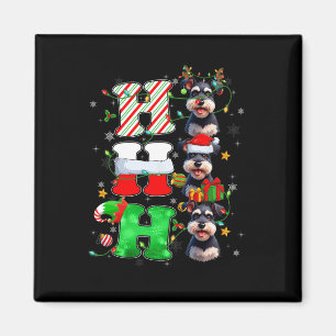 Hohoho Schnauzer Dog Santa Elf Hat Reindeer Christ Magnet