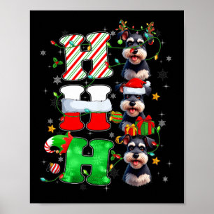 Hohoho Schnauzer Dog Santa Elf Hat Reindeer Christ Poster