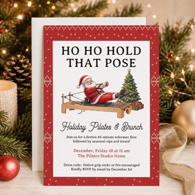 HoHoHold That Pose Funny Christmas Pilates Brunch Invitation (HoHoHold That Pose Funny Christmas Pilates Brunch Invitation
)