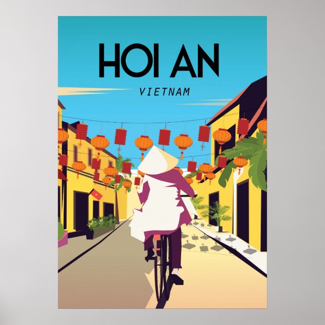 HOi An Town Vietnam travel poster  Bicycle (Front)