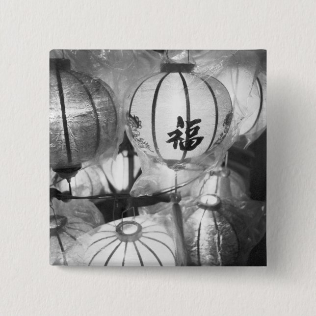 Hoi An Vietnam, Lanterns 15 Cm Square Badge (Front)