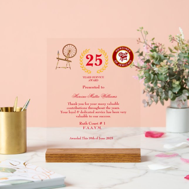 HOJ Years Services Award Acrylic Sign (Wedding)