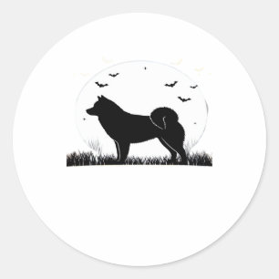 Hokkaido Dog � Halloween Moon Silhouette Classic T Round Sticker