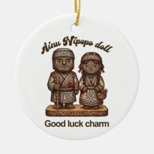 Hokkaido folk craft: Ainu traditional Nipopo doll Ceramic Ornament