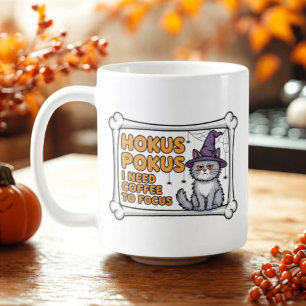 Hokus Pokus I Need Coffee To Focus wizard cat Coffee Mug