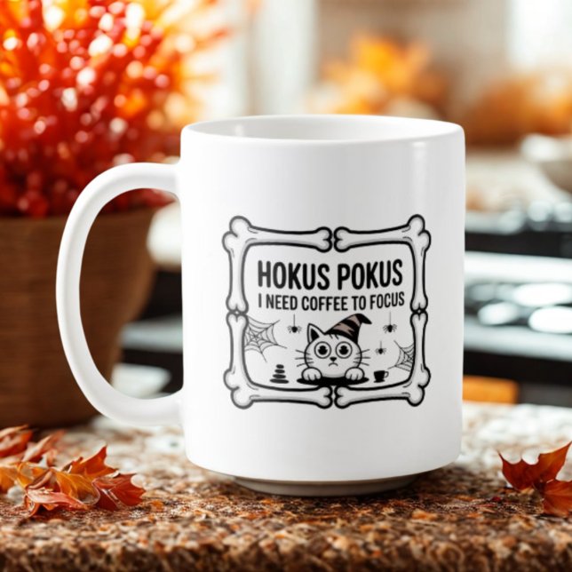 Hokus Pokus I Need Coffee To Focus wizard cat Mug (Creator Uploaded)