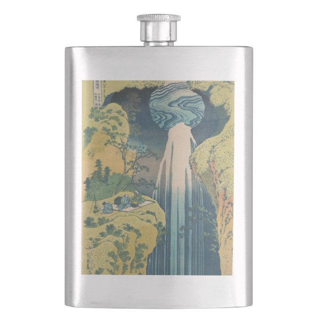 Hokusai Amida Falls Japan Waterfall  Hip Flask (Front)