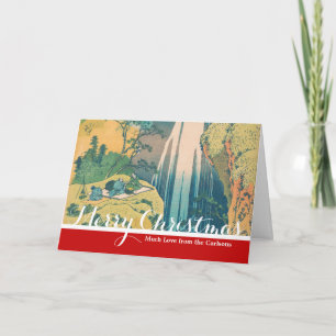 Hokusai Amida Falls Japan Waterfall  Holiday Card