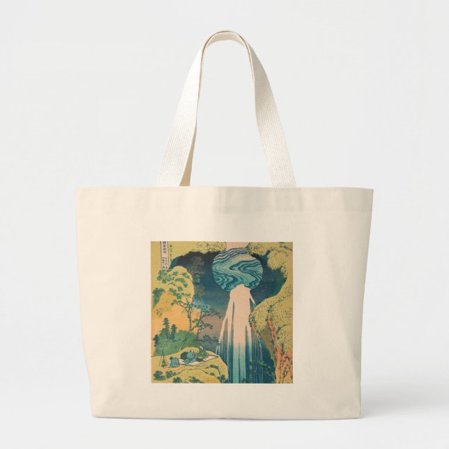 Hokusai Amida Falls Japan Waterfall  Large Tote Bag (Front)