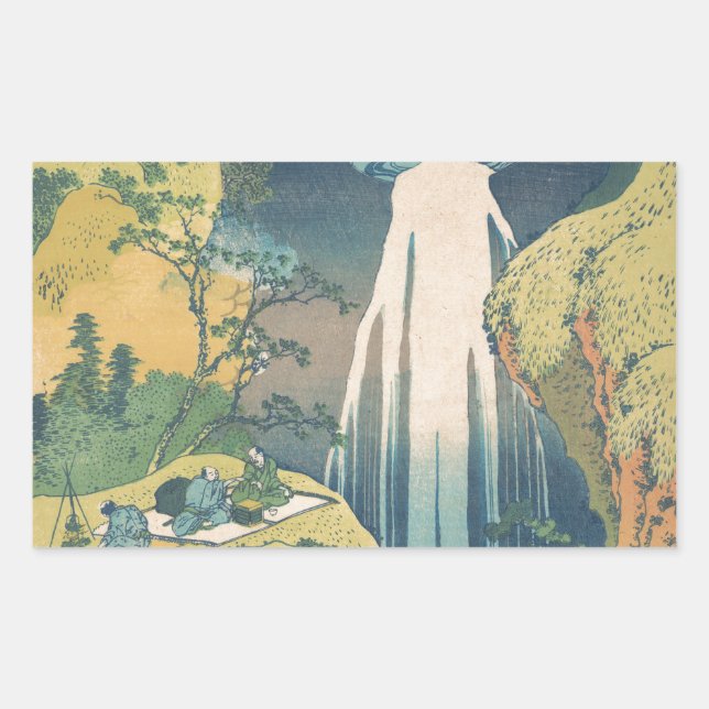 Hokusai Amida Falls Japan Waterfall  Rectangular Sticker (Front)