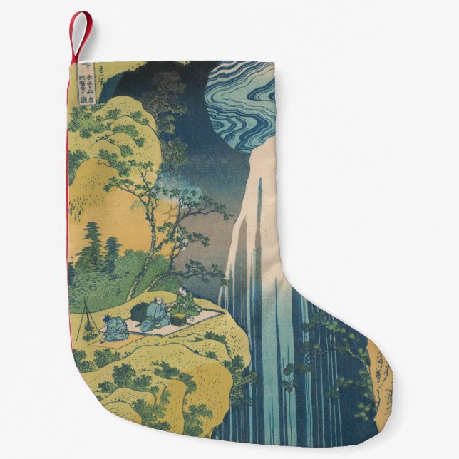 Hokusai Amida Falls Japan Waterfall  Small Christmas Stocking (Front)