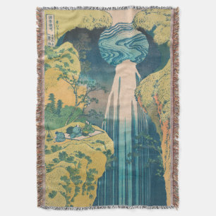Hokusai Amida Falls Japan Waterfall  Throw Blanket