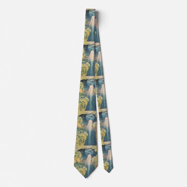 Hokusai Amida Falls Japan Waterfall Woodblock Prin Tie (Front)